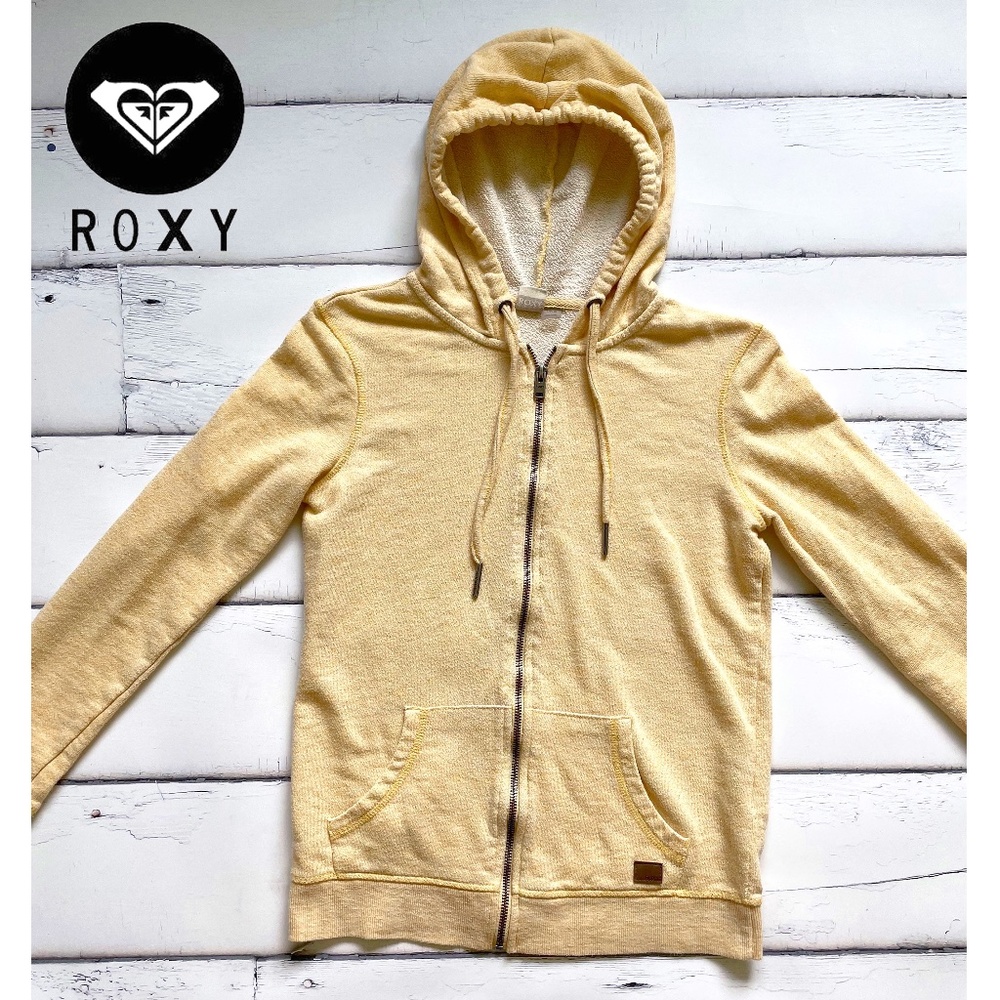 ROXY Yellow zip up hoodie surfer girl beach jacket size S Womens / Juniors